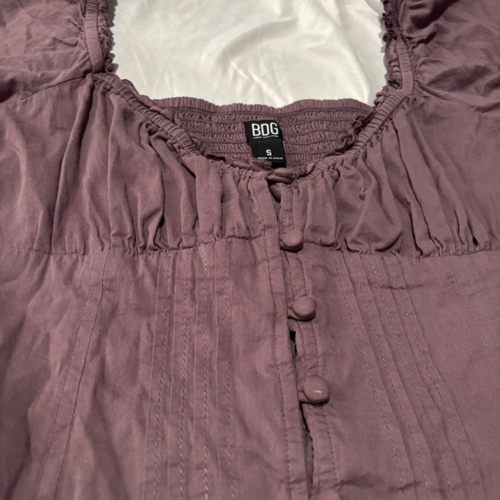 BDG Urban Outfitters Button-Down Puff Sleeve Dress - Mauve - S - Picture 5 of 9